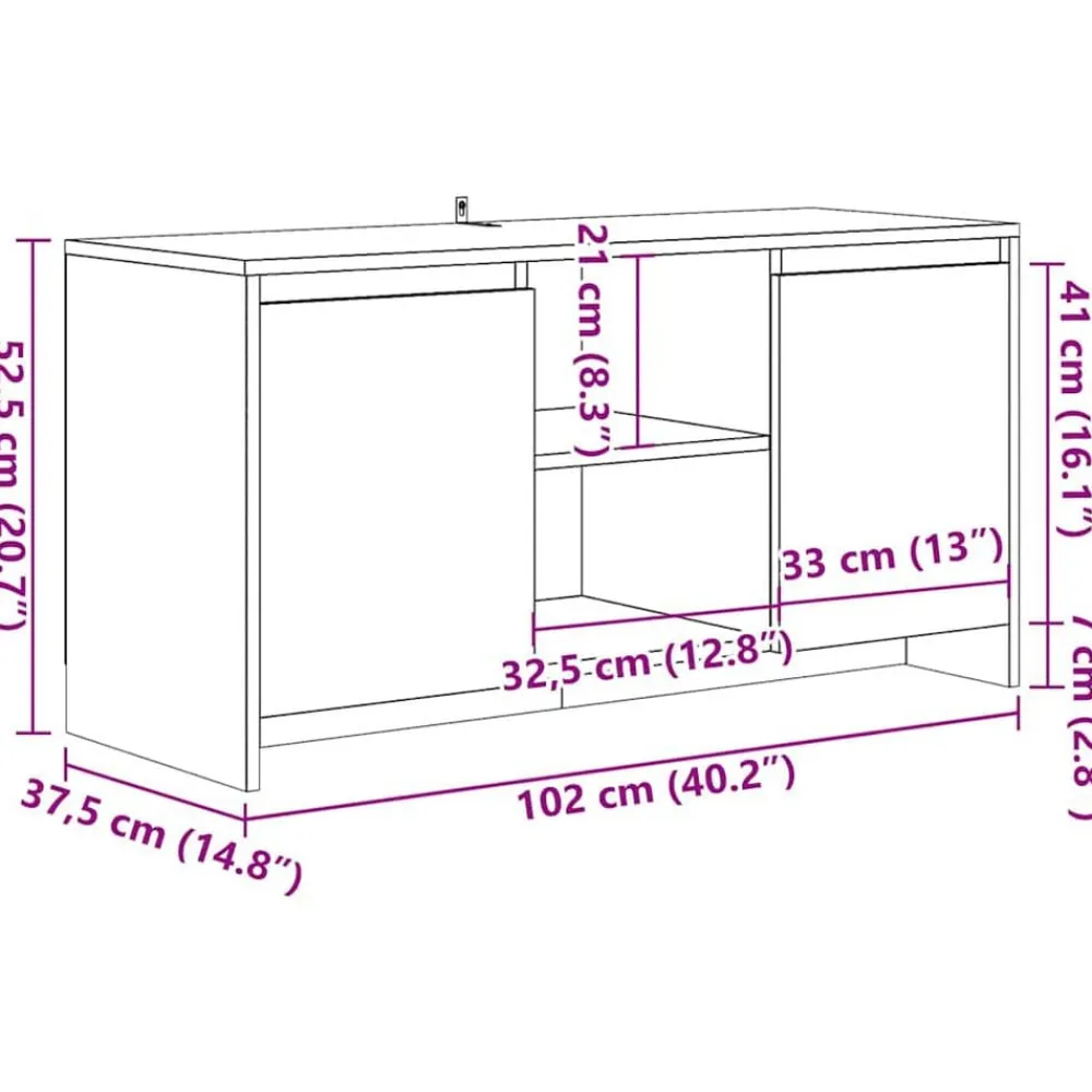 vidaXL Muebles Tv-Mueble de TV madera ingeniería roble artesanal 102x37,5x52,5cm