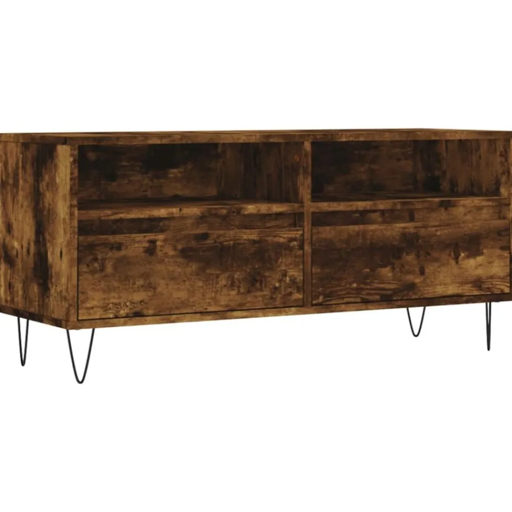 vidaXL Mueble de TV madera contrachapada 100x34,5x44,5cm Roble ahumado New
