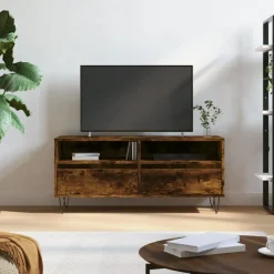 vidaXL Mueble de TV madera contrachapada 100x34,5x44,5cm Roble ahumado New
