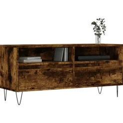 vidaXL Mueble de TV madera contrachapada 100x34,5x44,5cm Roble ahumado New