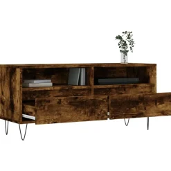 vidaXL Mueble de TV madera contrachapada 100x34,5x44,5cm Roble ahumado New