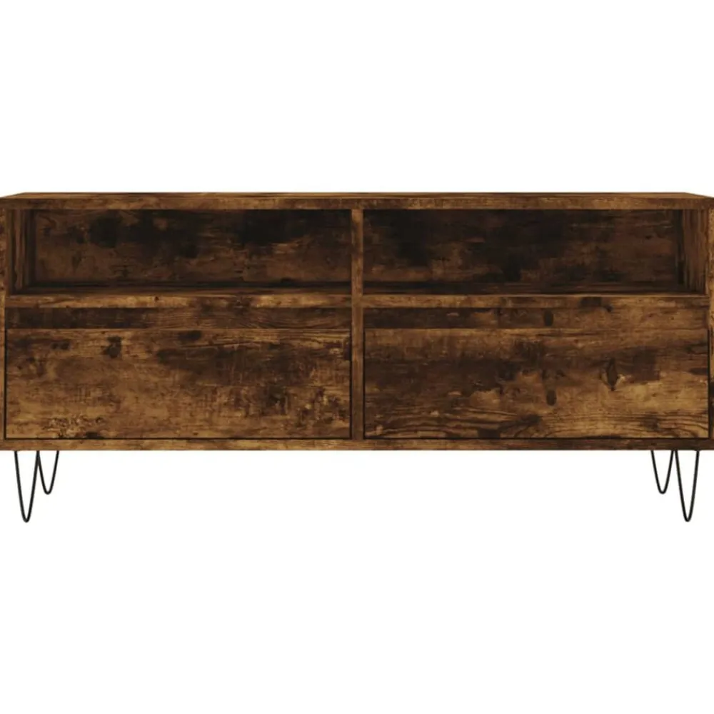 vidaXL Mueble de TV madera contrachapada 100x34,5x44,5cm Roble ahumado New