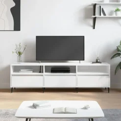 vidaXL Mueble de TV madera contrachapada 150x30x44,5 cm Blanco Discount