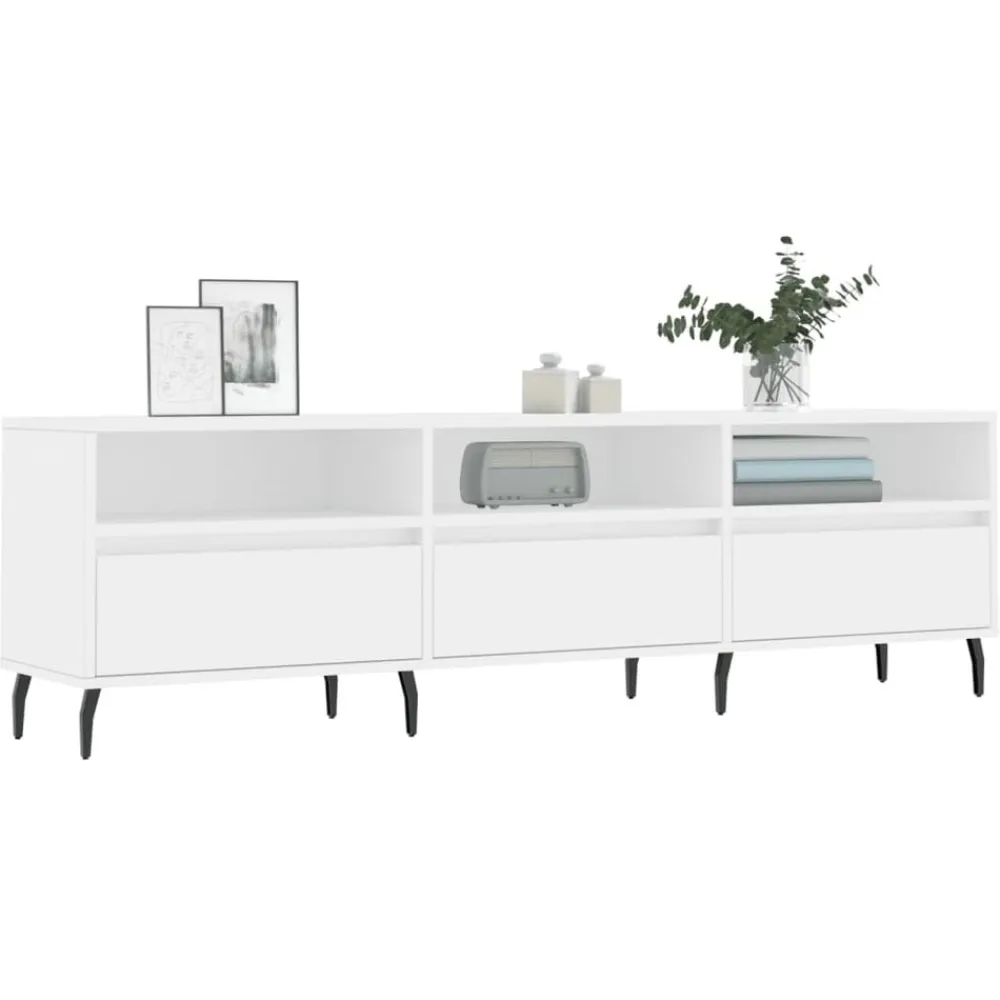 vidaXL Mueble de TV madera contrachapada 150x30x44,5 cm Blanco Discount