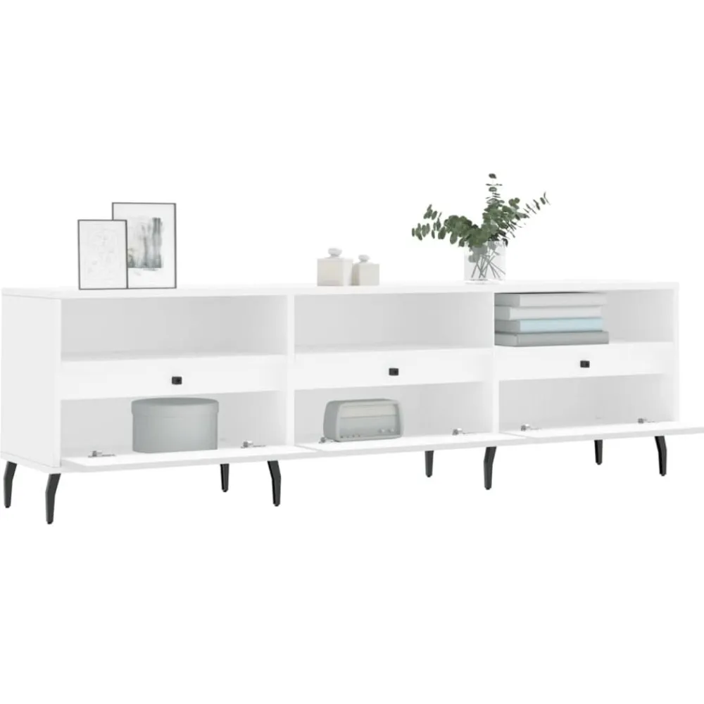 vidaXL Mueble de TV madera contrachapada 150x30x44,5 cm Blanco Discount