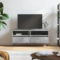vidaXL Muebles Tv-Mueble de TV madera contrachapada gris hormigón 100x34,5x44,5cm