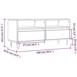 vidaXL Muebles Tv-Mueble de TV madera contrachapada gris hormigón 100x34,5x44,5cm