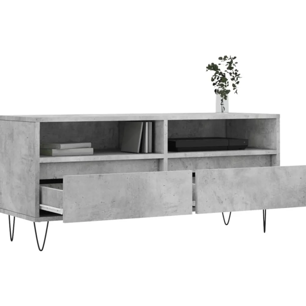 vidaXL Muebles Tv-Mueble de TV madera contrachapada gris hormigón 100x34,5x44,5cm