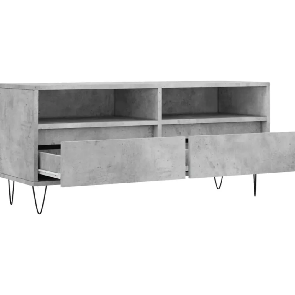vidaXL Muebles Tv-Mueble de TV madera contrachapada gris hormigón 100x34,5x44,5cm