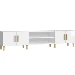 vidaXL Muebles Tv-Mueble de TV madera contrachapada blanco brillo 180x31,5x40 cm