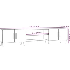 vidaXL Muebles Tv-Mueble de TV madera contrachapada blanco brillo 180x31,5x40 cm