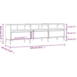 vidaXL Mueble de TV madera contrachapada 150x30x44,5 cm Roble Sonoma New