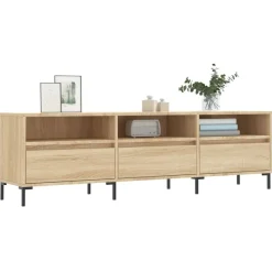 vidaXL Mueble de TV madera contrachapada 150x30x44,5 cm Roble Sonoma New