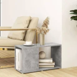 vidaXL Estanterías-Mueble de TV madera de ingeniería gris hormigón 60x24x32 cm