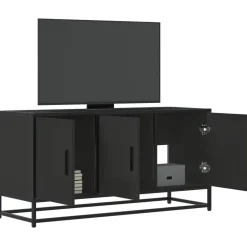 vidaXL Mueble de TV madera de ingeniería y metal 100x35x50 cm Negro Best