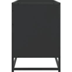 vidaXL Mueble de TV madera de ingeniería y metal 100x35x50 cm Negro Best