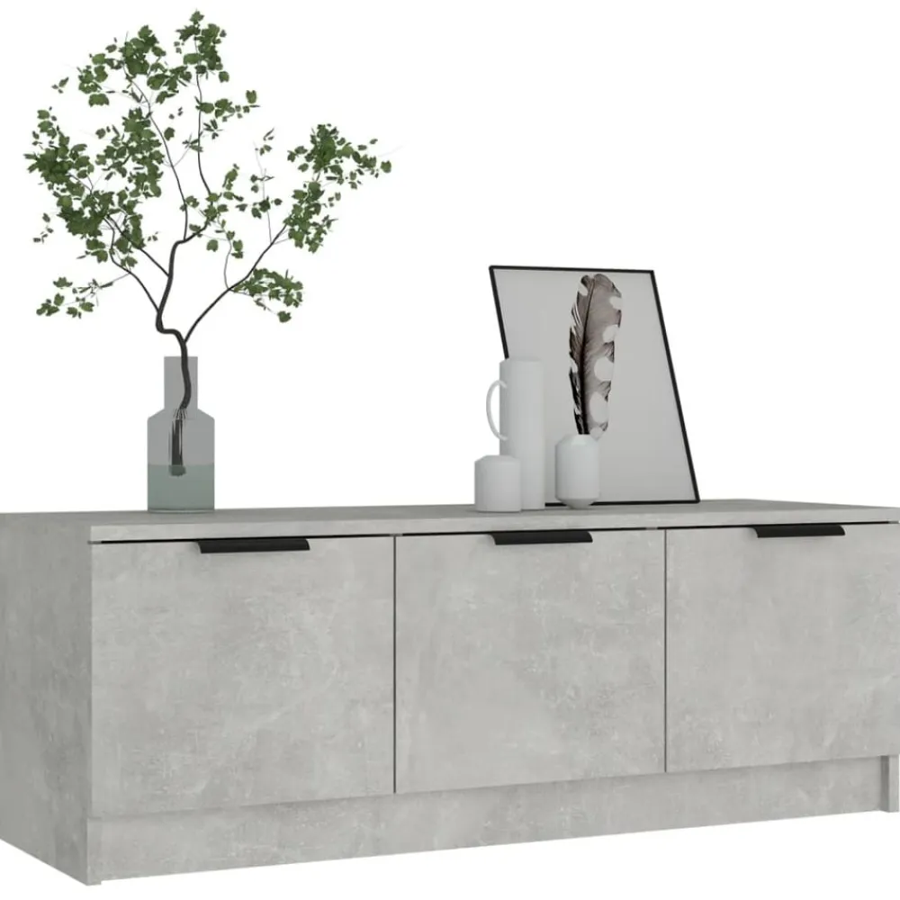 vidaXL Muebles Tv-Mueble de TV madera contrachapada gris hormigón 102x35x36,5 cm