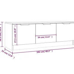 vidaXL Muebles Tv-Mueble de TV madera contrachapada gris hormigón 102x35x36,5 cm