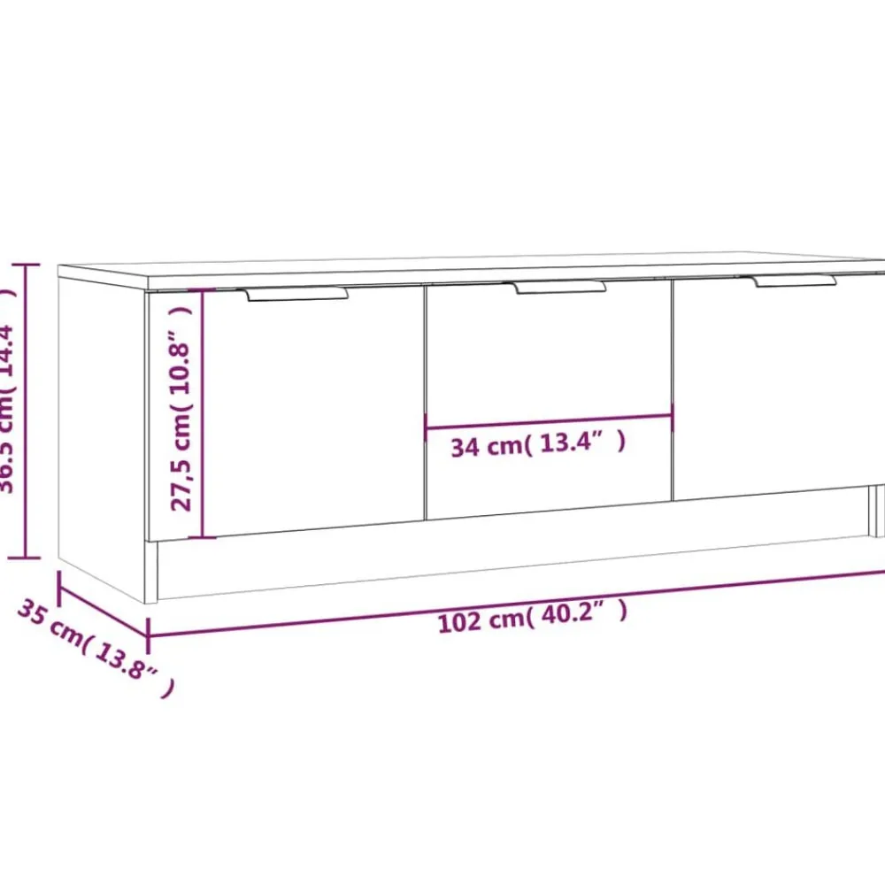 vidaXL Muebles Tv-Mueble de TV madera contrachapada gris hormigón 102x35x36,5 cm