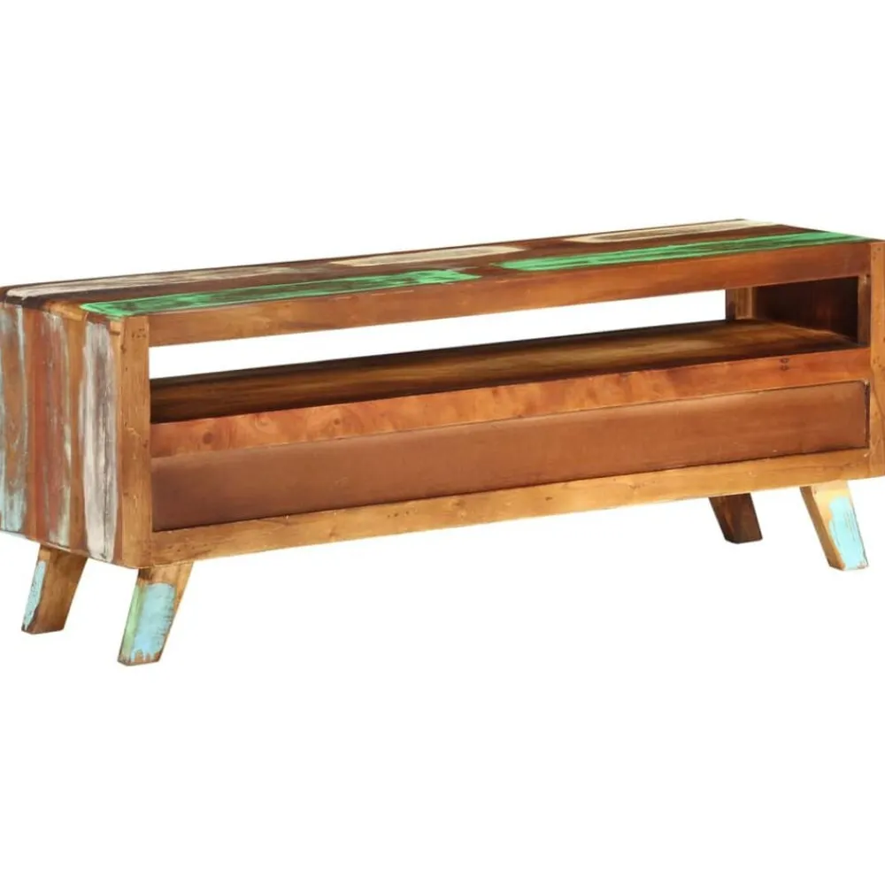 vidaXL Mueble de TV madera maciza reciclada multicolor 110x30x40 cm Online