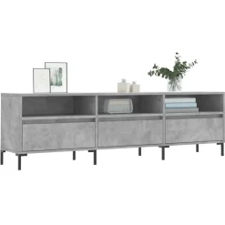 vidaXL Mueble de TV madera contrachapada gris hormigón 150x30x44,5 cm Gris hormig&oacute;n Outlet
