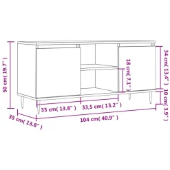vidaXL Mueble de TV madera de ingeniería 104x35x50 cm Gris sonoma New