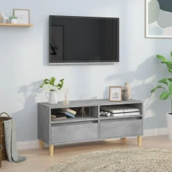 vidaXL Muebles Tv-Mueble de TV madera contrachapada gris hormigón 100x34,5x44,5cm