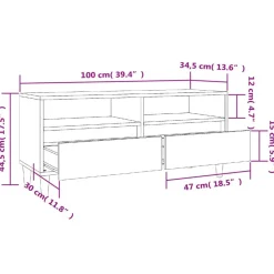 vidaXL Muebles Tv-Mueble de TV madera contrachapada gris hormigón 100x34,5x44,5cm