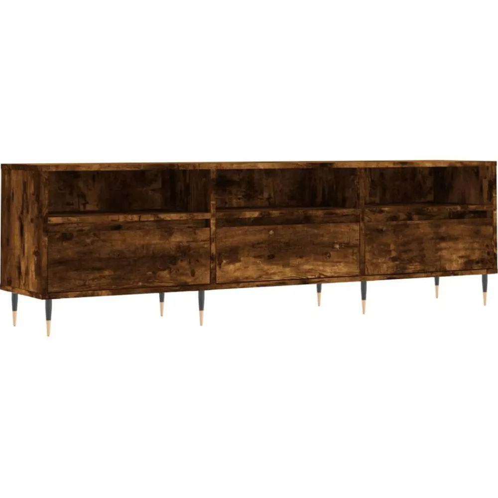 vidaXL Mueble de TV madera contrachapada 150x30x44,5 cm Roble ahumado New