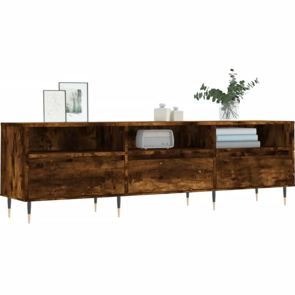 vidaXL Mueble de TV madera contrachapada 150x30x44,5 cm Roble ahumado New
