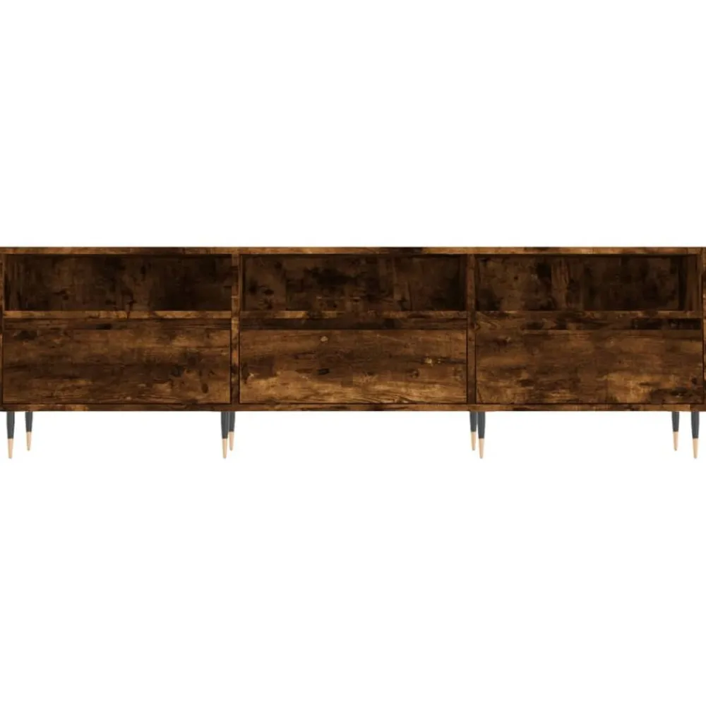 vidaXL Mueble de TV madera contrachapada 150x30x44,5 cm Roble ahumado New