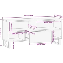 vidaXL Mueble de TV madera maciza de mango 100x34x46 cm Marr&oacute;n claro New