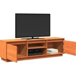 vidaXL Muebles Tv-Mueble de TV madera maciza de pino marrón cera 140x35x40 cm
