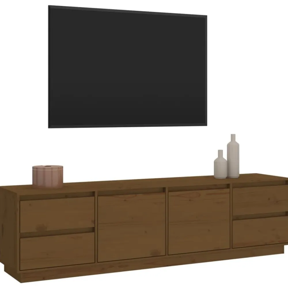 vidaXL Muebles Tv-Mueble de TV madera maciza de pino marrón miel 176x37x47,5 cm