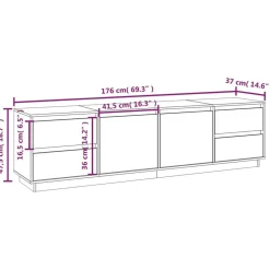 vidaXL Muebles Tv-Mueble de TV madera maciza de pino marrón miel 176x37x47,5 cm