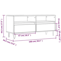 vidaXL Muebles Tv-Mueble de TV madera contrachapada blanco brillo 100x34,5x44,5cm