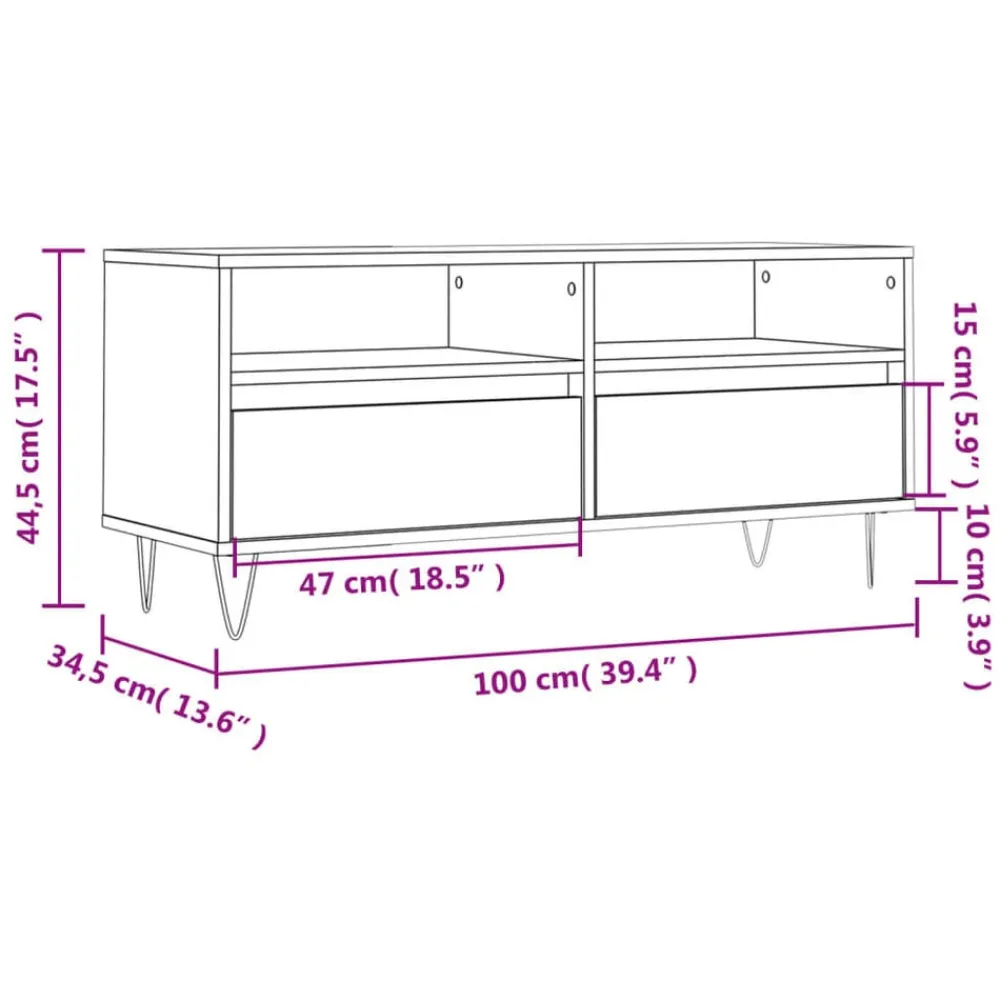 vidaXL Muebles Tv-Mueble de TV madera contrachapada blanco brillo 100x34,5x44,5cm
