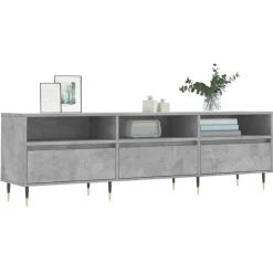 vidaXL Mueble de TV madera contrachapada gris hormigón 150x30x44,5 cm Gris hormig&oacute;n Hot