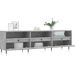 vidaXL Mueble de TV madera contrachapada gris hormigón 150x30x44,5 cm Gris hormig&oacute;n Hot