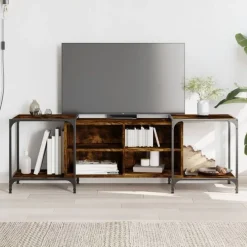 vidaXL Mueble de TV madera de ingeniería 153x37x50 cm Roble ahumado Outlet