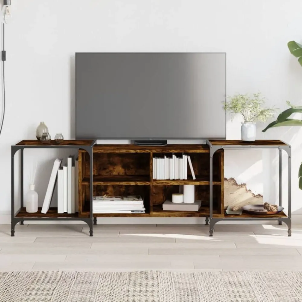 vidaXL Mueble de TV madera de ingeniería 153x37x50 cm Roble ahumado Outlet
