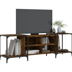 vidaXL Mueble de TV madera de ingeniería 153x37x50 cm Roble ahumado Outlet