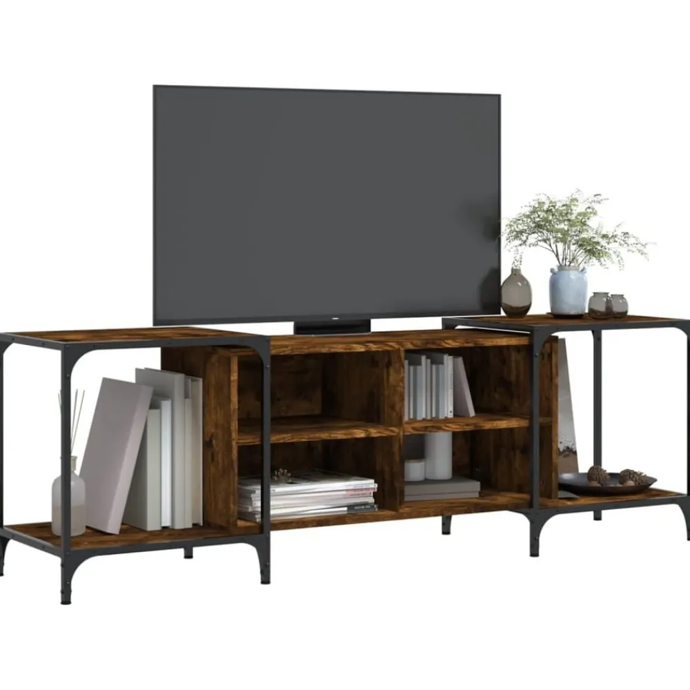 vidaXL Mueble de TV madera de ingeniería 153x37x50 cm Roble ahumado Outlet
