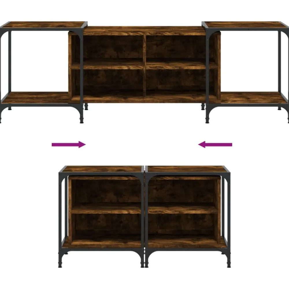 vidaXL Mueble de TV madera de ingeniería 153x37x50 cm Roble ahumado Outlet