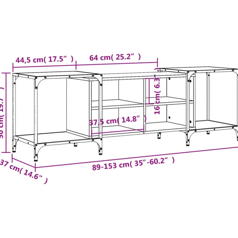 vidaXL Mueble de TV madera de ingeniería 153x37x50 cm Roble ahumado Outlet
