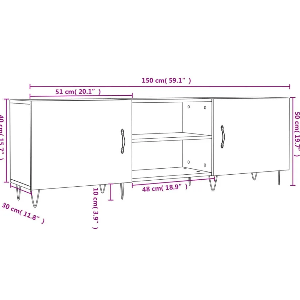 vidaXL Mueble de TV madera de ingeniería 150x30x50 cm Roble ahumado Hot