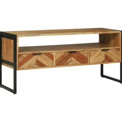 vidaXL Mueble de TV Marrón 100 x 35 x 50 cm Madera de Acacia Sólida Discount