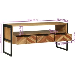 vidaXL Mueble de TV Marrón 100 x 35 x 50 cm Madera de Acacia Sólida Discount