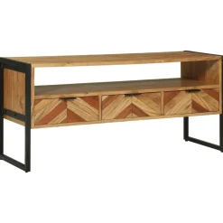 vidaXL Mueble de TV Marrón 100 x 35 x 50 cm Madera de Acacia Sólida Discount