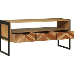 vidaXL Mueble de TV Marrón 100 x 35 x 50 cm Madera de Acacia Sólida Discount